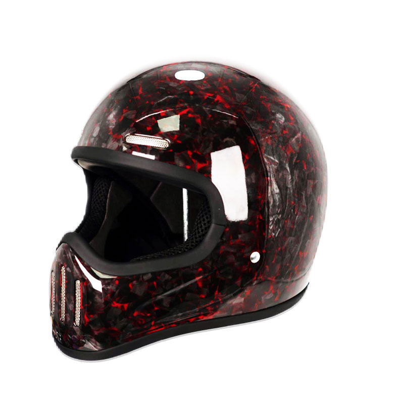 Carbon Fiber Lightweight Motorcycle Helmet - Nieuwe retro koolstofvezel integraalhelm, persoonlijkheid lichtgewicht
