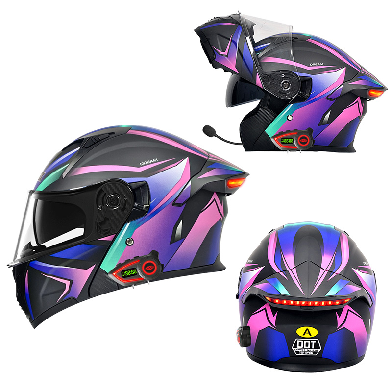 Modular Flip Up Motorcycle Helmet Dot Approved - DOT motorhelmen met dubbele vizier, modulaire