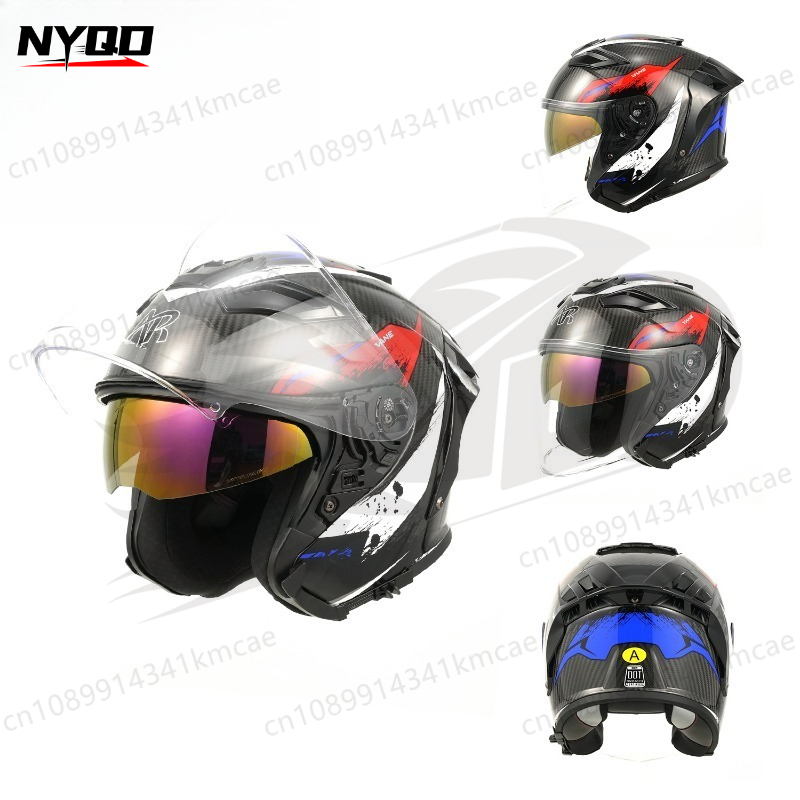 Carbon Fiber Lightweight Motorcycle Helmet - Koolstofvezel motorfietshelm Driekwartshelm Lichtgewicht motorfietsveiligheidshelm Alle