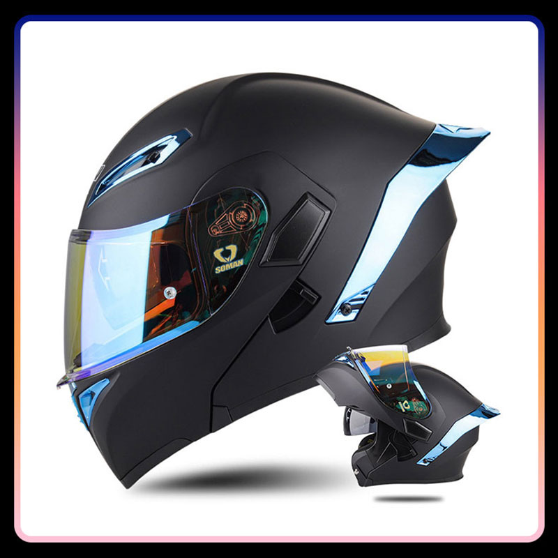Dual Visor Motorcycle Racing Helmet - Vier seizoenen universele opklapbare motorhelmen Modulaire
