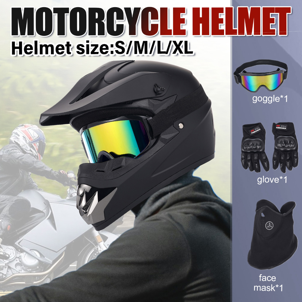 Off Road Motocross Helmet Goggles Set - Off-road motorhelm vierdelige set voor volwassenen,