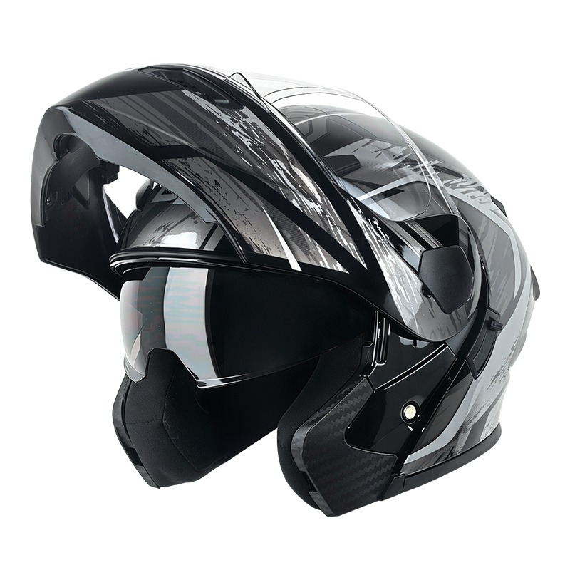 Modular Flip Up Motorcycle Helmet Dot Approved - Modulaire flip-up motorhelm met dubbele vizier,