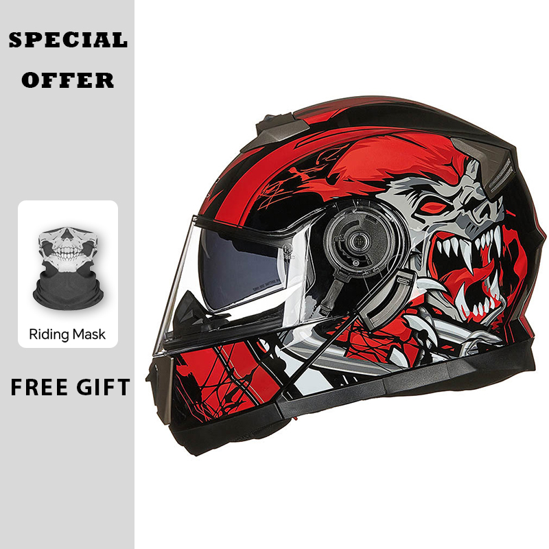 Modular Flip Up Motorcycle Helmet Dot Approved - Motorhelmen Modulaire opklapbare helm Dubbele vizieren