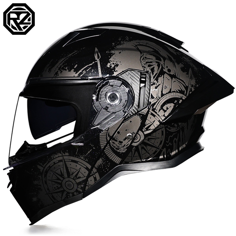 Modular Flip Up Motorcycle Helmet Dot Approved - ORZ-997 Modulaire Omkeerbare Motorhelm Dubbel Vizier