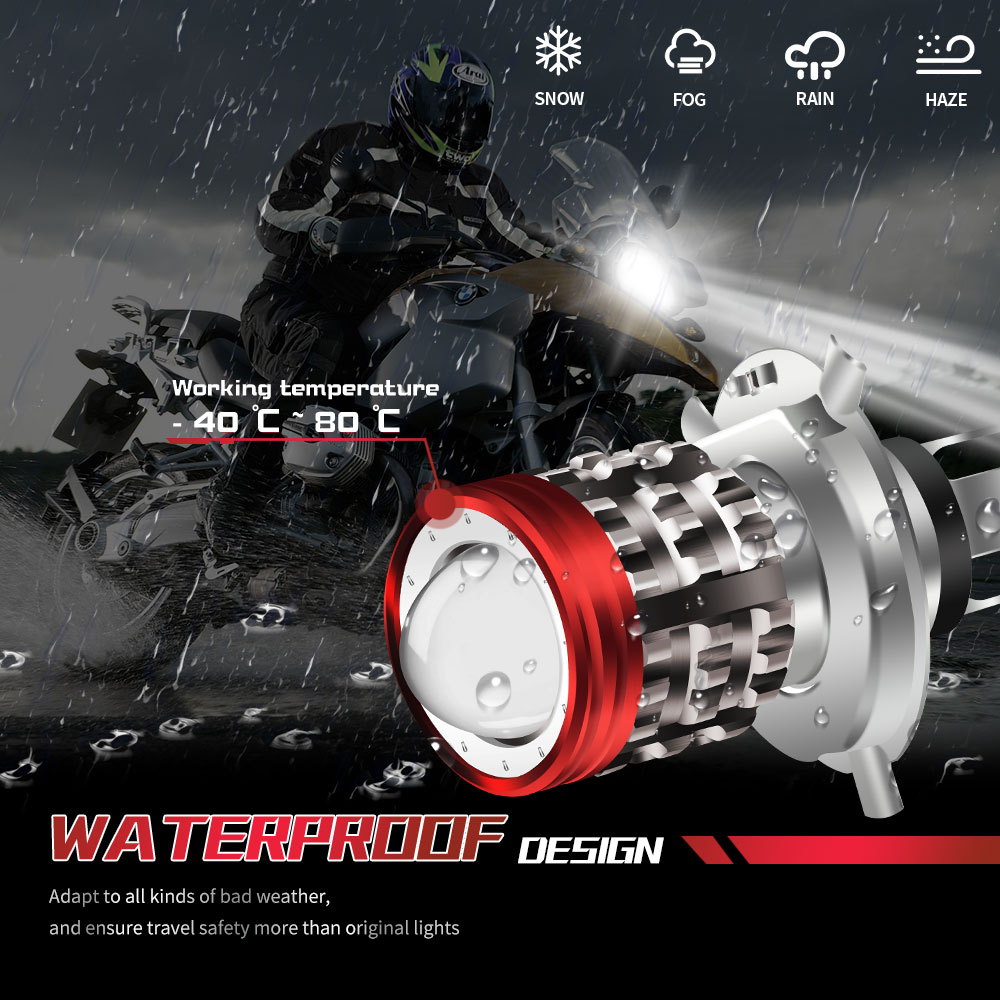 Universal Motorcycle Led Headlight Projector - Universele H4 Led Motorfiets Koplamp Ba20d