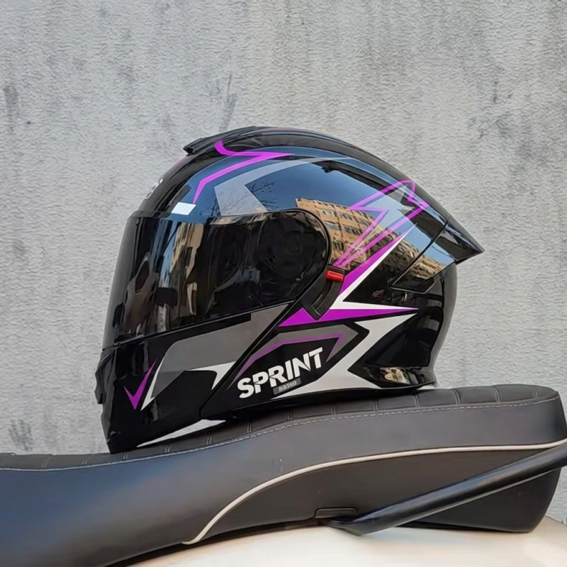 Modular Flip Up Motorcycle Helmet Dot Approved - DOT-goedgekeurde modulaire flip-up integraalhelm met dubbele