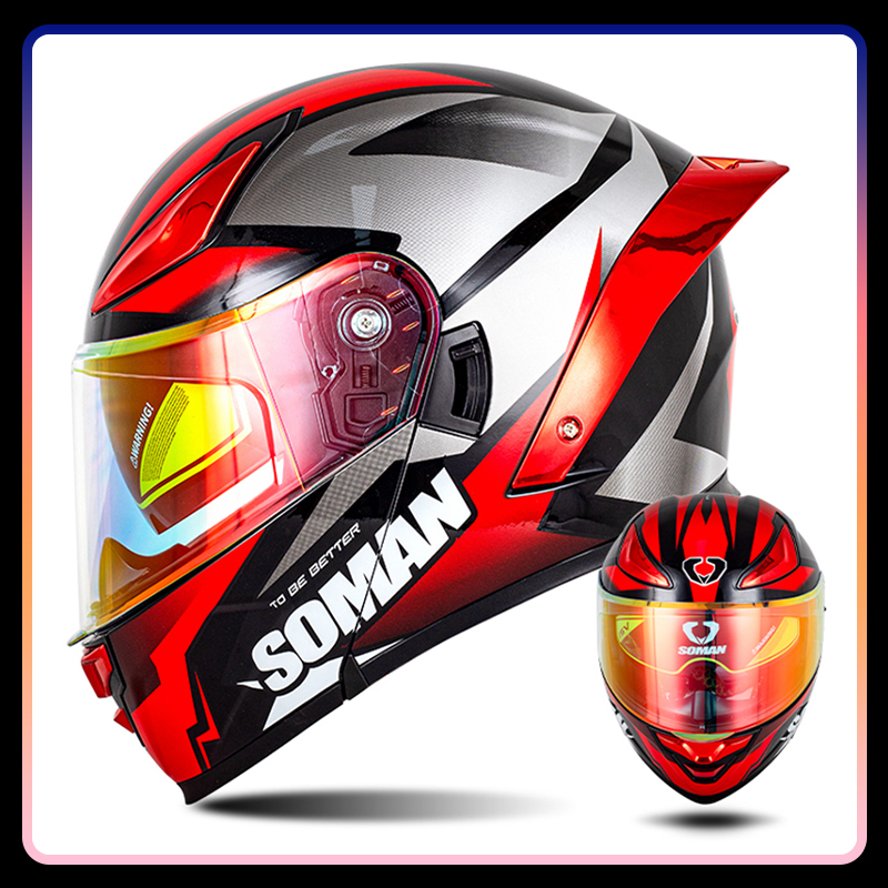 Modular Flip Up Motorcycle Helmet Dot Approved - Heren motorhelm Dual Lens Flip Up