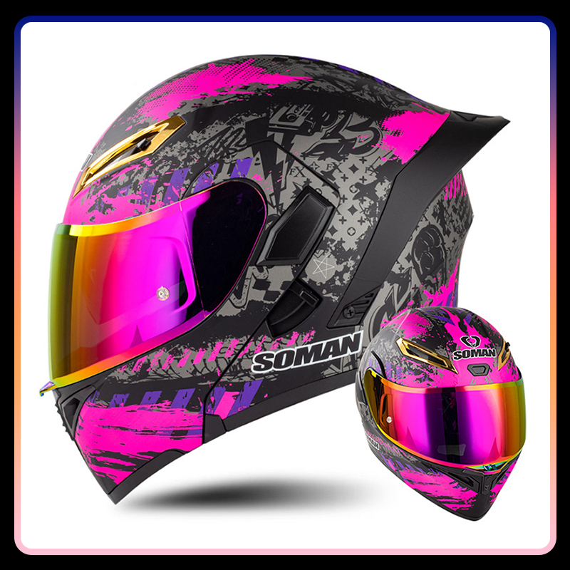 Modular Flip Up Motorcycle Helmet Dot Approved - Mannen Vrouwen Motorhelmen Full Face Helm