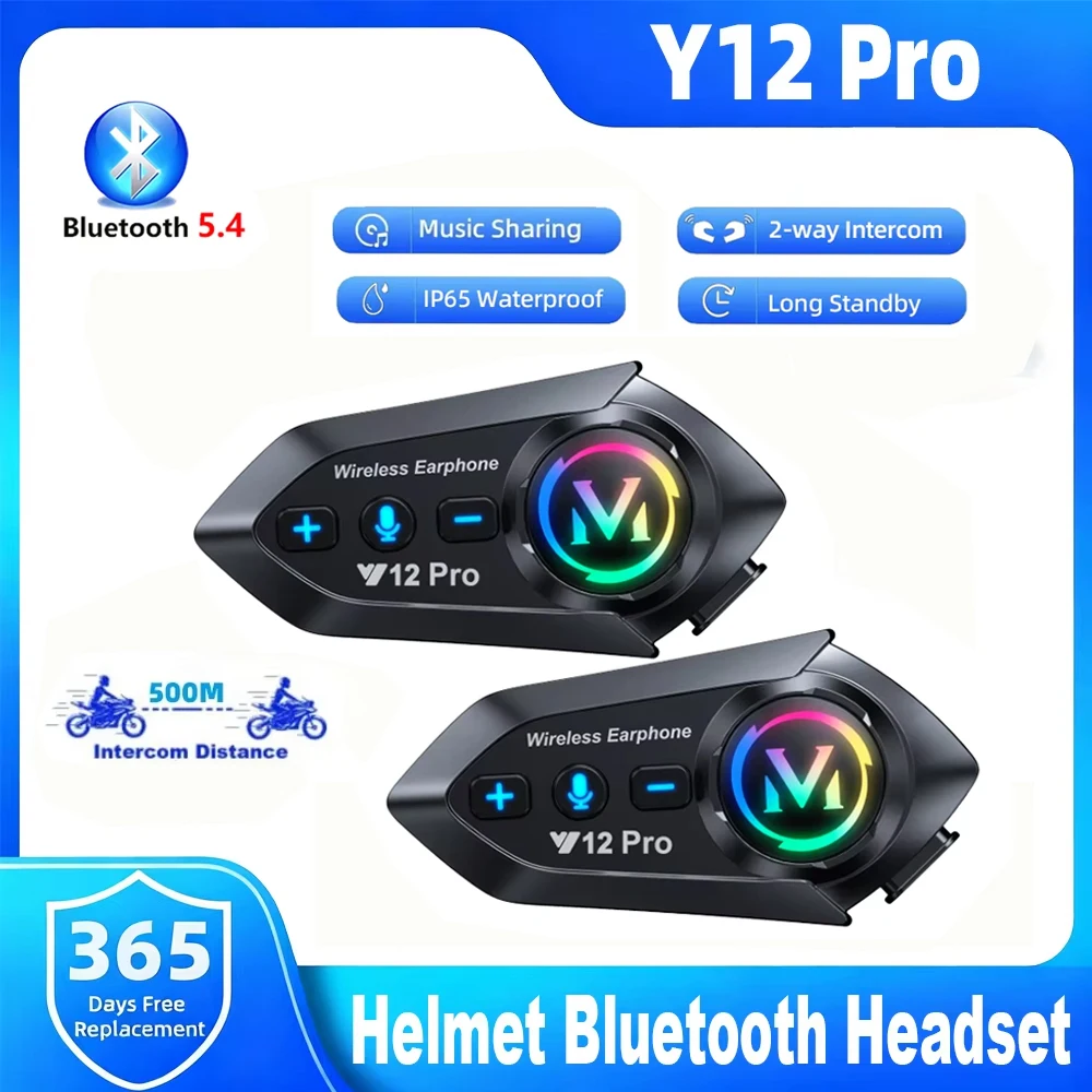Full Face Motorcycle Helmet With Bluetooth - Y12 Pro Motorhelm Bluetooth Intercom Spraakassistent