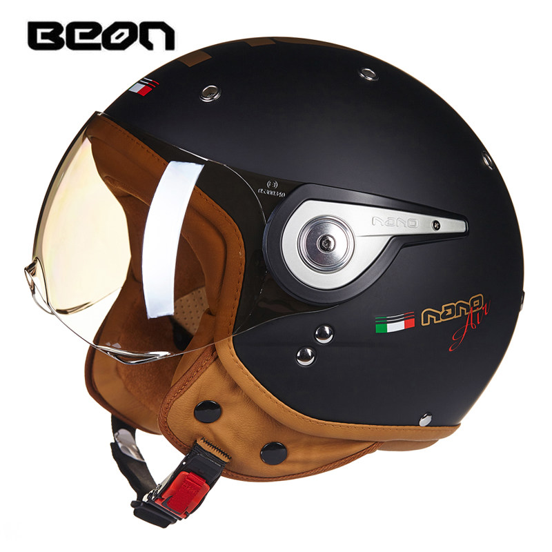 Vintage Open Face Retro Helmet - BEON B-110 Motorhelm beon 3/4 open