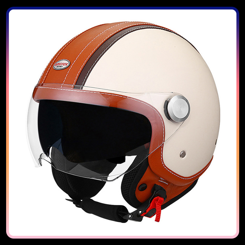 Vintage Open Face Retro Helmet - DOT Goedgekeurde Daul Lens Open Gezicht