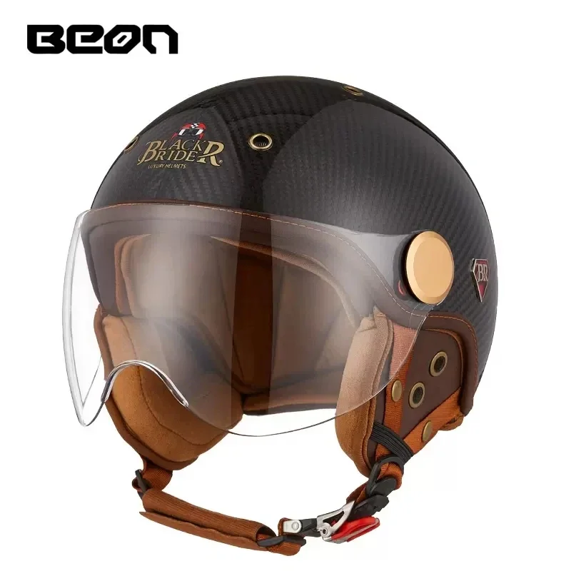 Vintage Open Face Retro Helmet - BEON BR13 Retro open gezicht halve