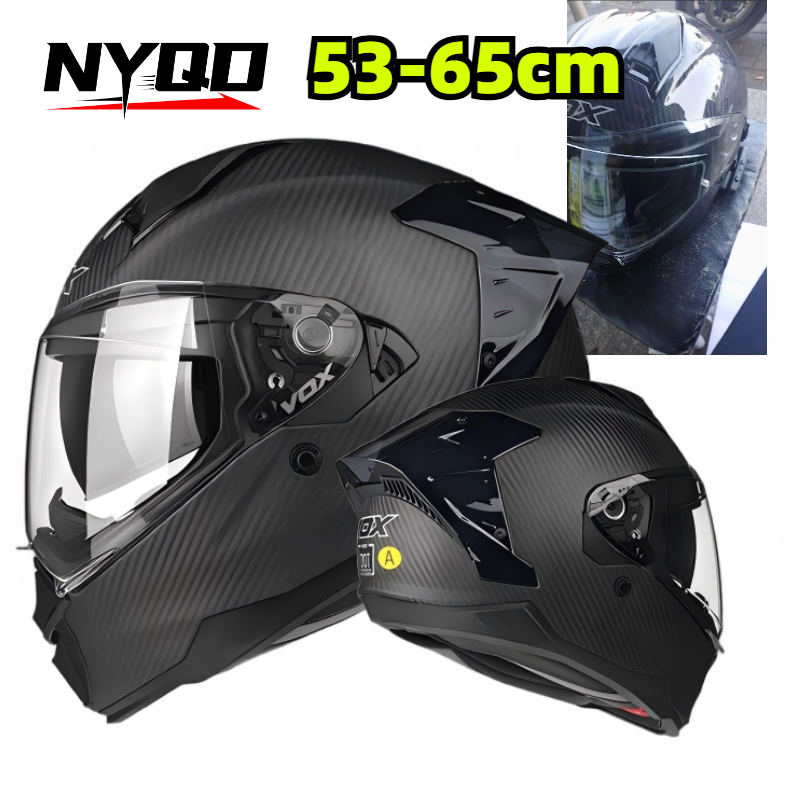 Dual Visor Motorcycle Racing Helmet - Koolstofvezel motorhelm met volledig gezicht F605