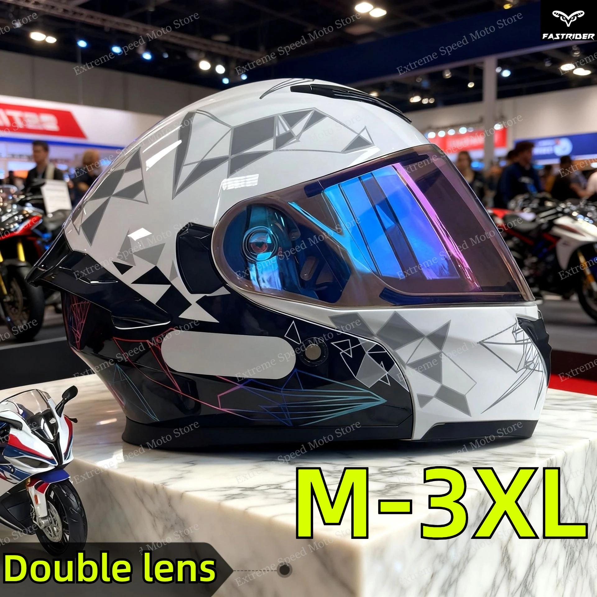 Dual Visor Motorcycle Racing Helmet - Gecertificeerde modulaire flip-up motorhelm, dual visor