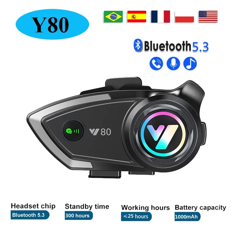 Full Face Motorcycle Helmet With Bluetooth - Y80 Motorhelm Bluetooth Headset Draadloze V5.3