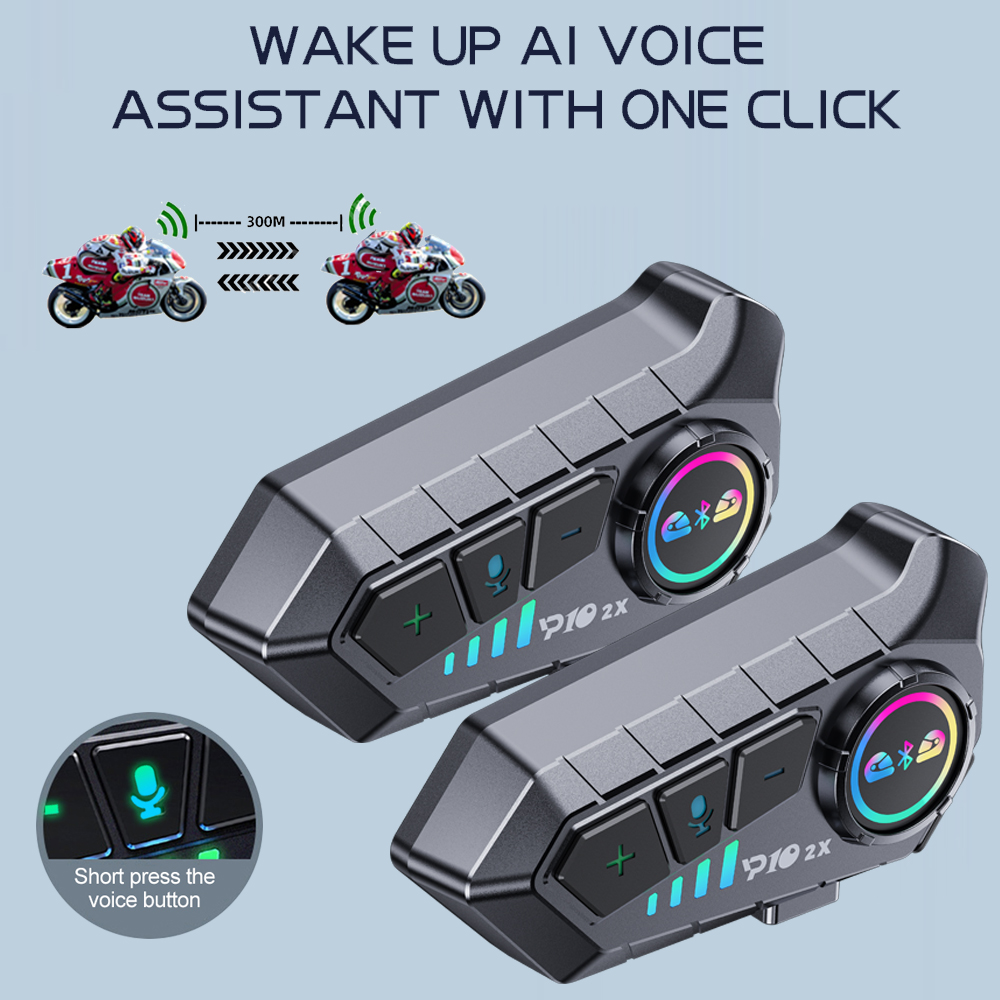 Full Face Motorcycle Helmet With Bluetooth - Y10 2x Motorfiets Intercom Bluetooth Headset