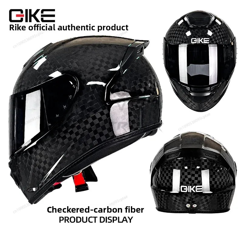 Carbon Fiber Lightweight Motorcycle Helmet - QIKE Koolstofvezel Motorhelm Persoonlijkheid Lichtgewicht Integraalhelmen