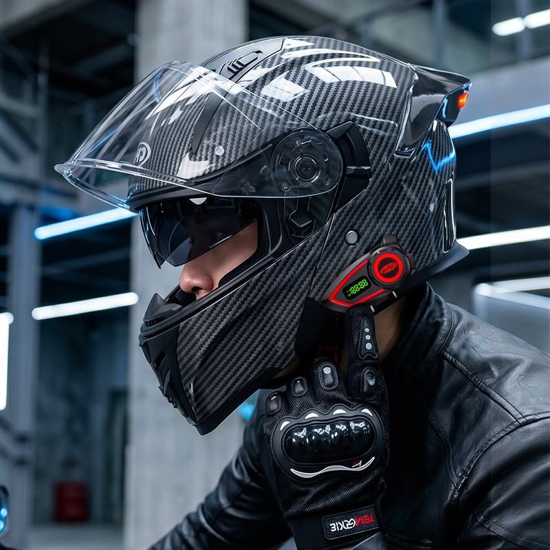 Modular Flip Up Motorcycle Helmet Dot Approved - ABS Materiaal Motorhelmen Dubbele Visier Modulaire