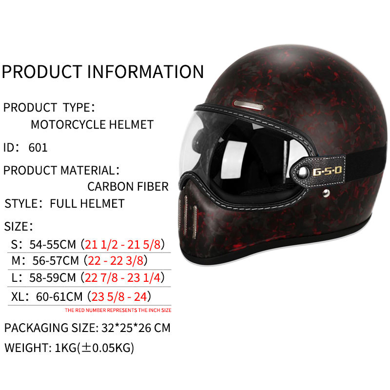 Nieuwe retro koolstofvezel int - Carbon Fiber Lightweight Motorcycle Helmet recensie en prijs