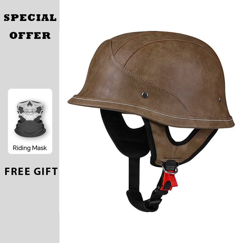Leren halve helm Vintage open  - Vintage Open Face Retro Helmet recensie en prijs