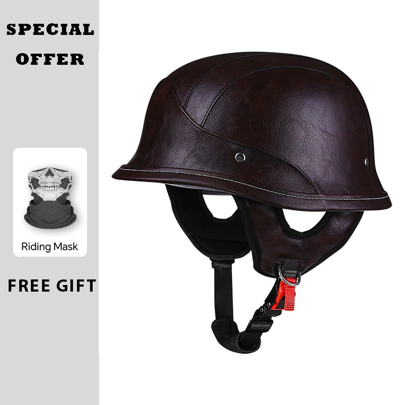 Leren halve helm Vintage open  - Vintage Open Face Retro Helmet recensie en prijs