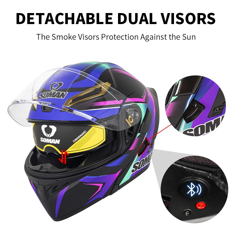 SOMAN Integraalhelm Dual Lens  - Dual Visor Motorcycle Racing Helmet recensie en prijs