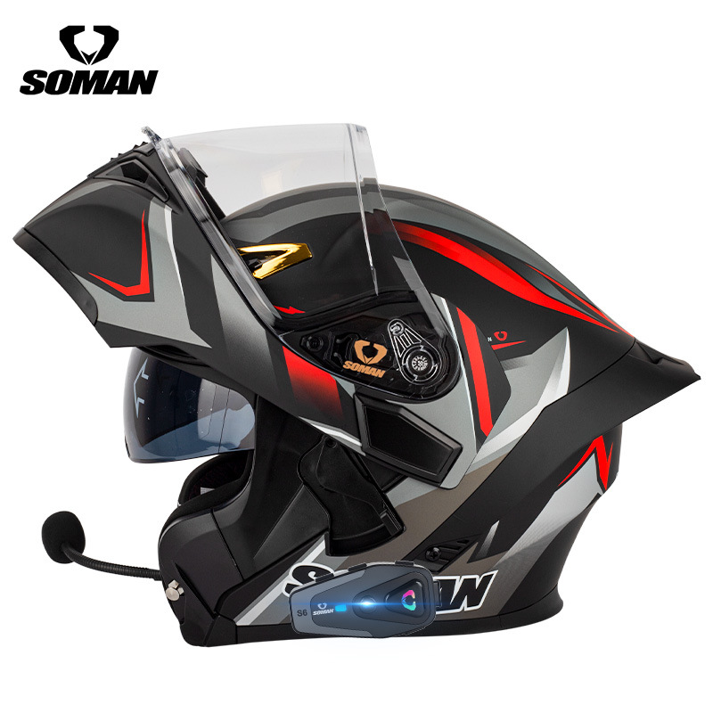 SOMAN Flip-up motorhelm, integ - Dual Visor Motorcycle Racing Helmet recensie en prijs