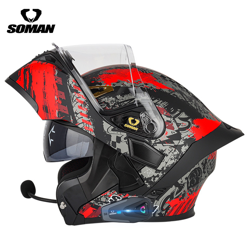 SOMAN Flip-up motorhelm, integ - Dual Visor Motorcycle Racing Helmet recensie en prijs