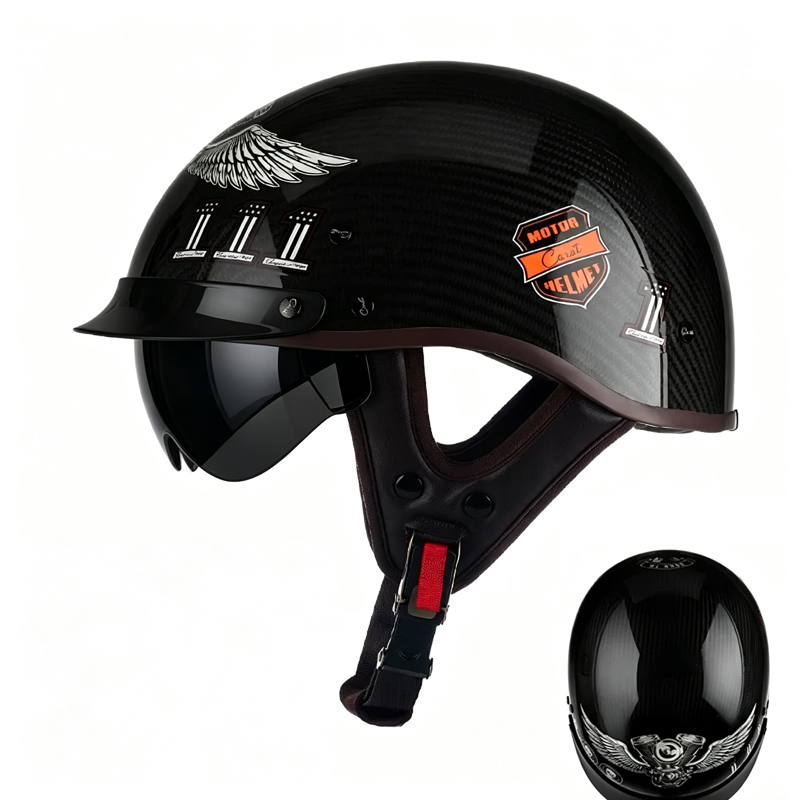 Koolstofvezel motorfiets halfh - Carbon Fiber Lightweight Motorcycle Helmet recensie en prijs
